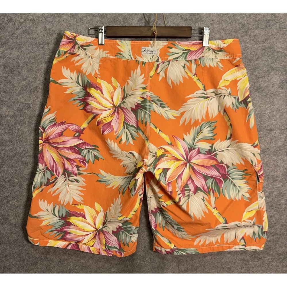 Polo Ralph Lauren Board Shorts Mens 38 Orange Floral Pockets 11" Inseam - Picture 2 of 9